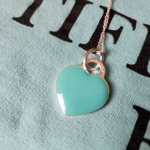 Tiffany & Co. Silver Necklace with Turquoise Heart Pendant